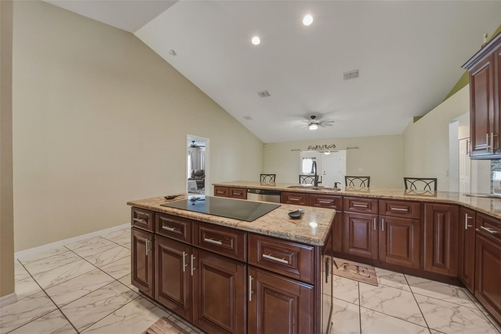 Kitchen with Center Island - Family room view. - 319 MARQUEE DR, KISSIMMEE