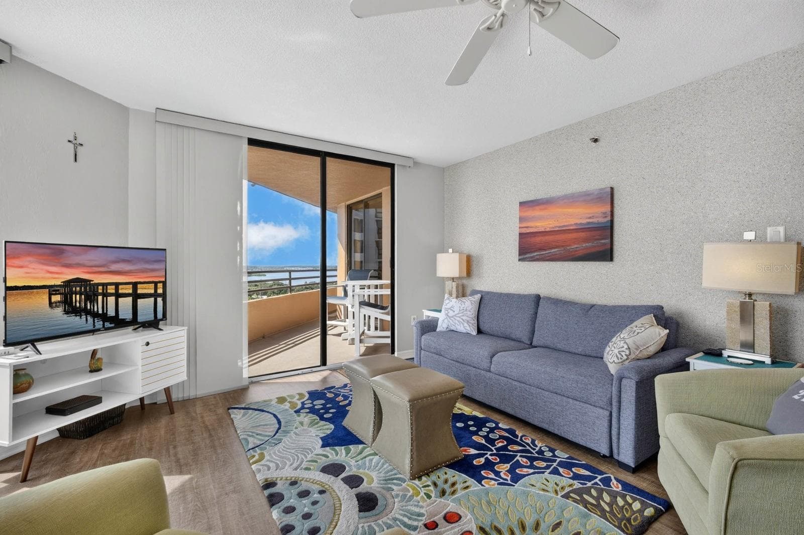Liveing Room Halifax River View - 3023 S ATLANTIC AVE #1106, DAYTONA BEACH SHORES