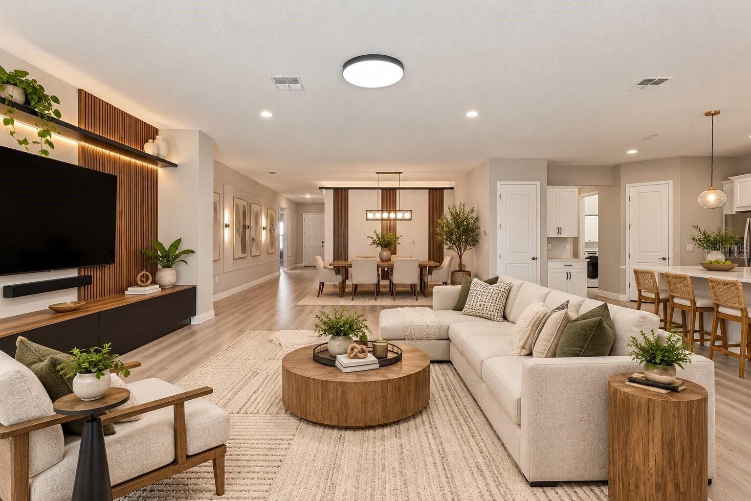 Virtually Staged! Spacious living room with open-concept design. - 19058 PLANETREE ST, ORLANDO