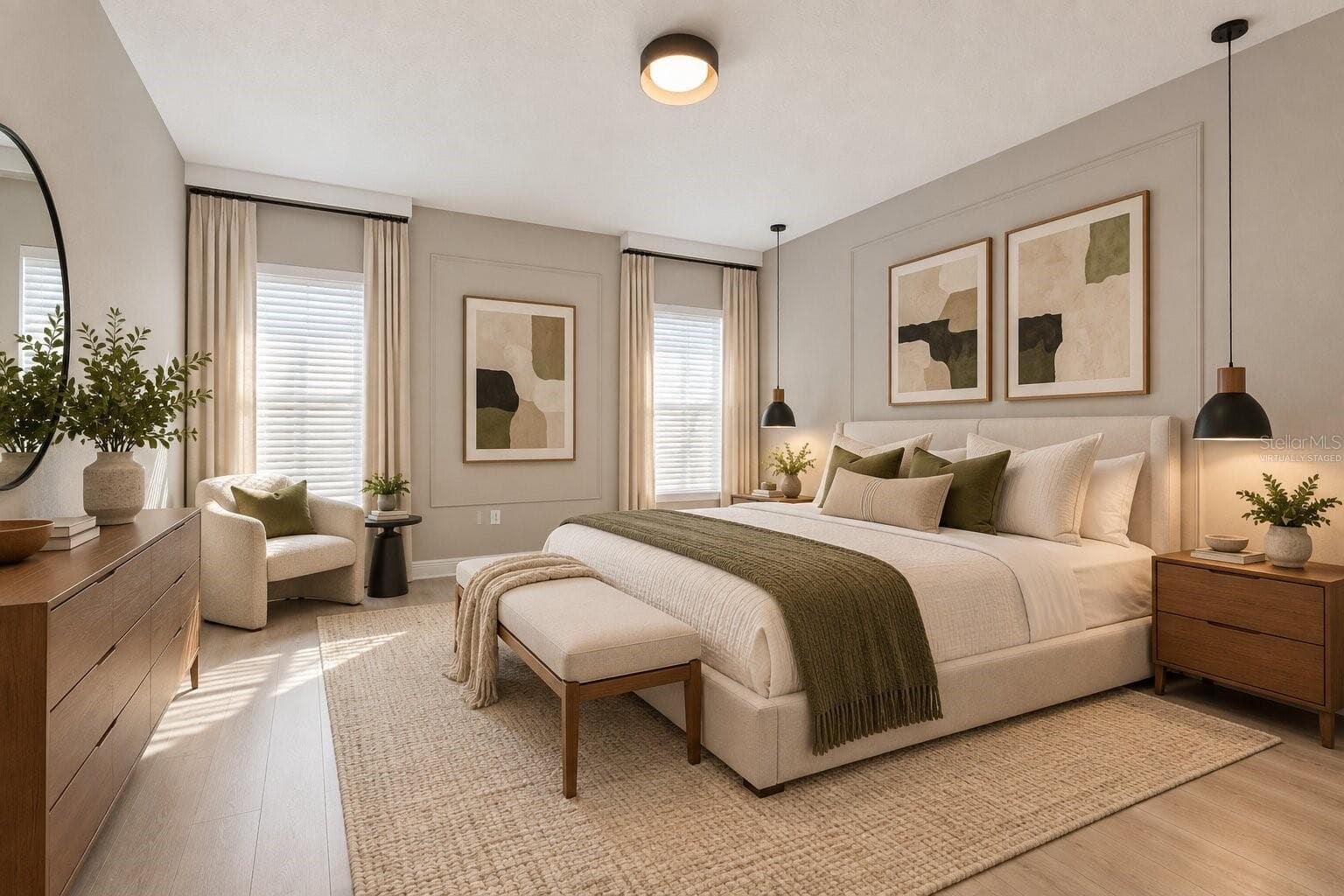 Virtually Staged! Spacious primary bedroom with a relaxing atmosphere. - 19058 PLANETREE ST, ORLANDO