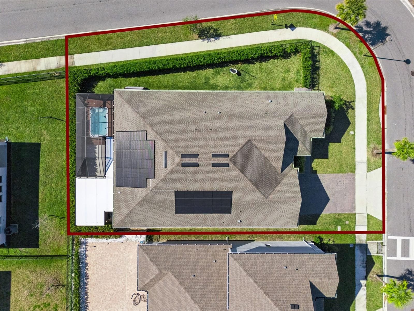 Aerial view showcasing the home, lot, and surrounding neighborhood. - 19058 PLANETREE ST, ORLANDO