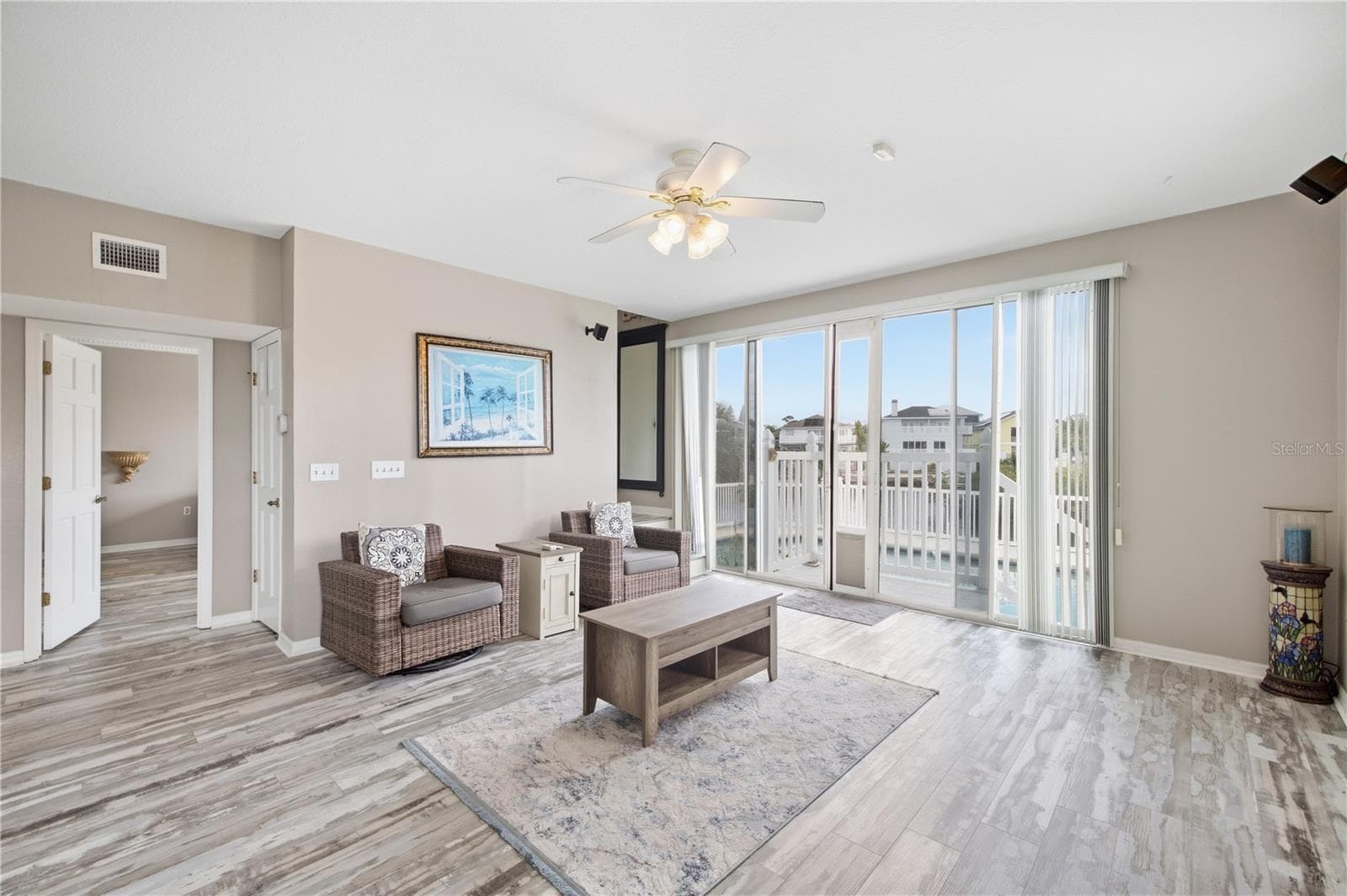 Den downstairs with wood burning fireplace nad additional entrance/exit. - 6244 SPOONBILL DR, NEW PORT RICHEY
