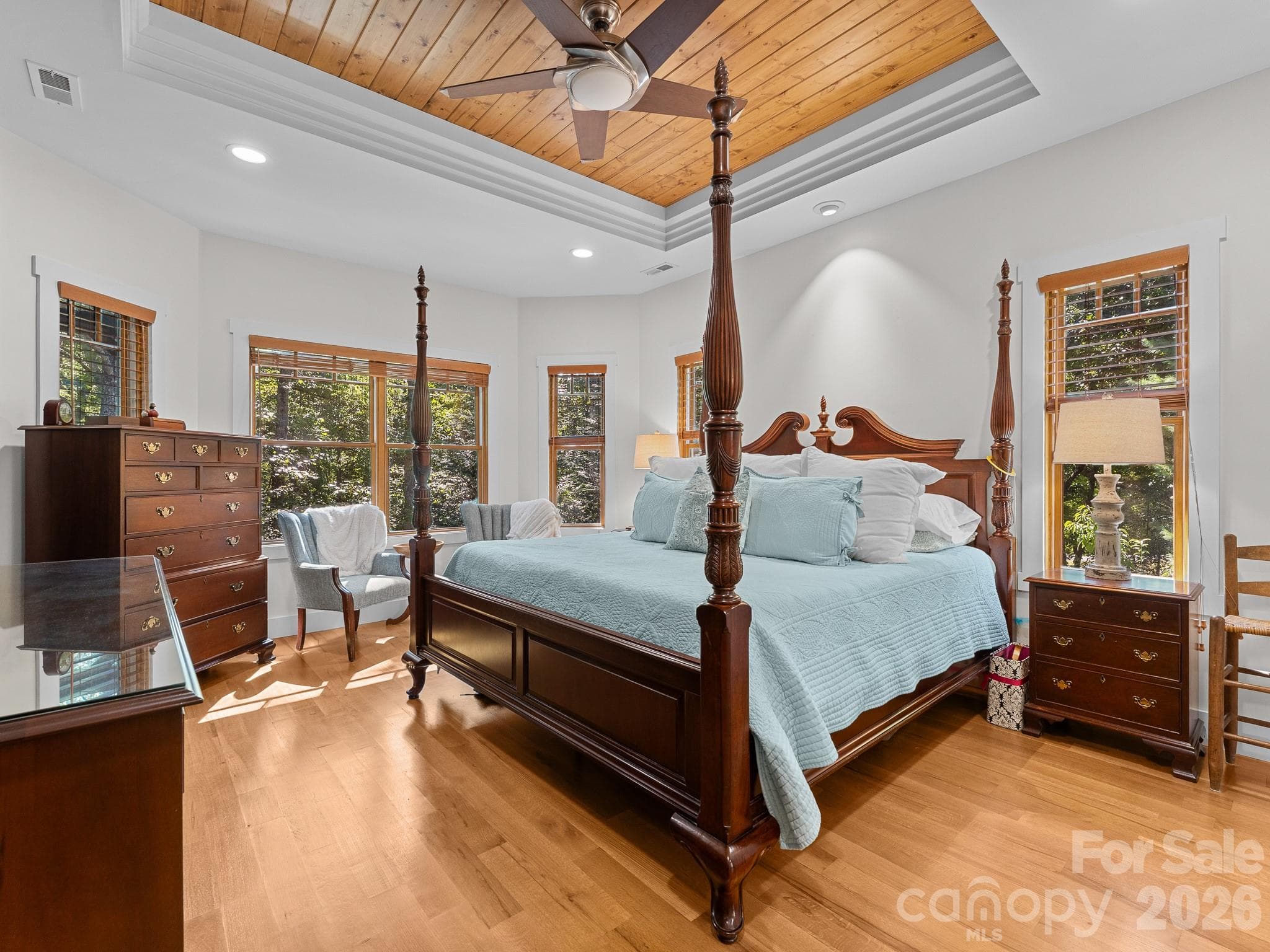 Primary bedroom with trey ceiling - 359 New Castle Road, Brevard
