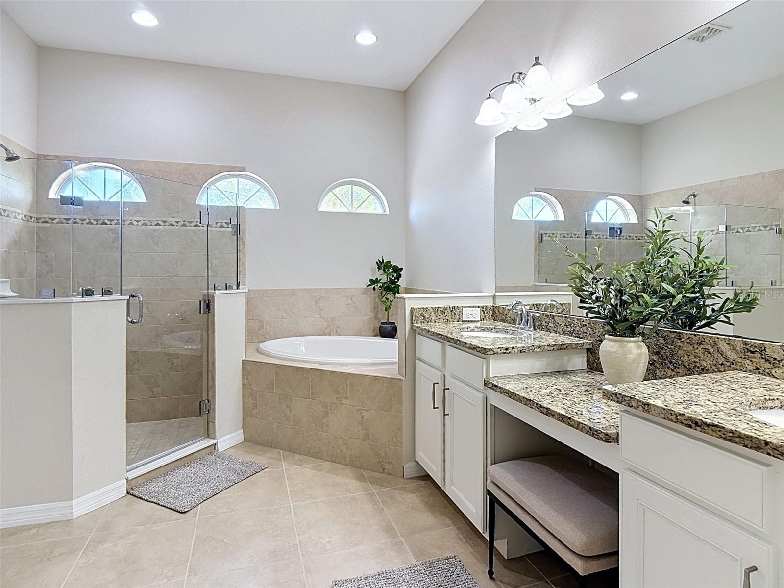Primary Bath w/ Granite & New Custom Glass Shower Doors - 17014 E 2ND AVE, BRADENTON