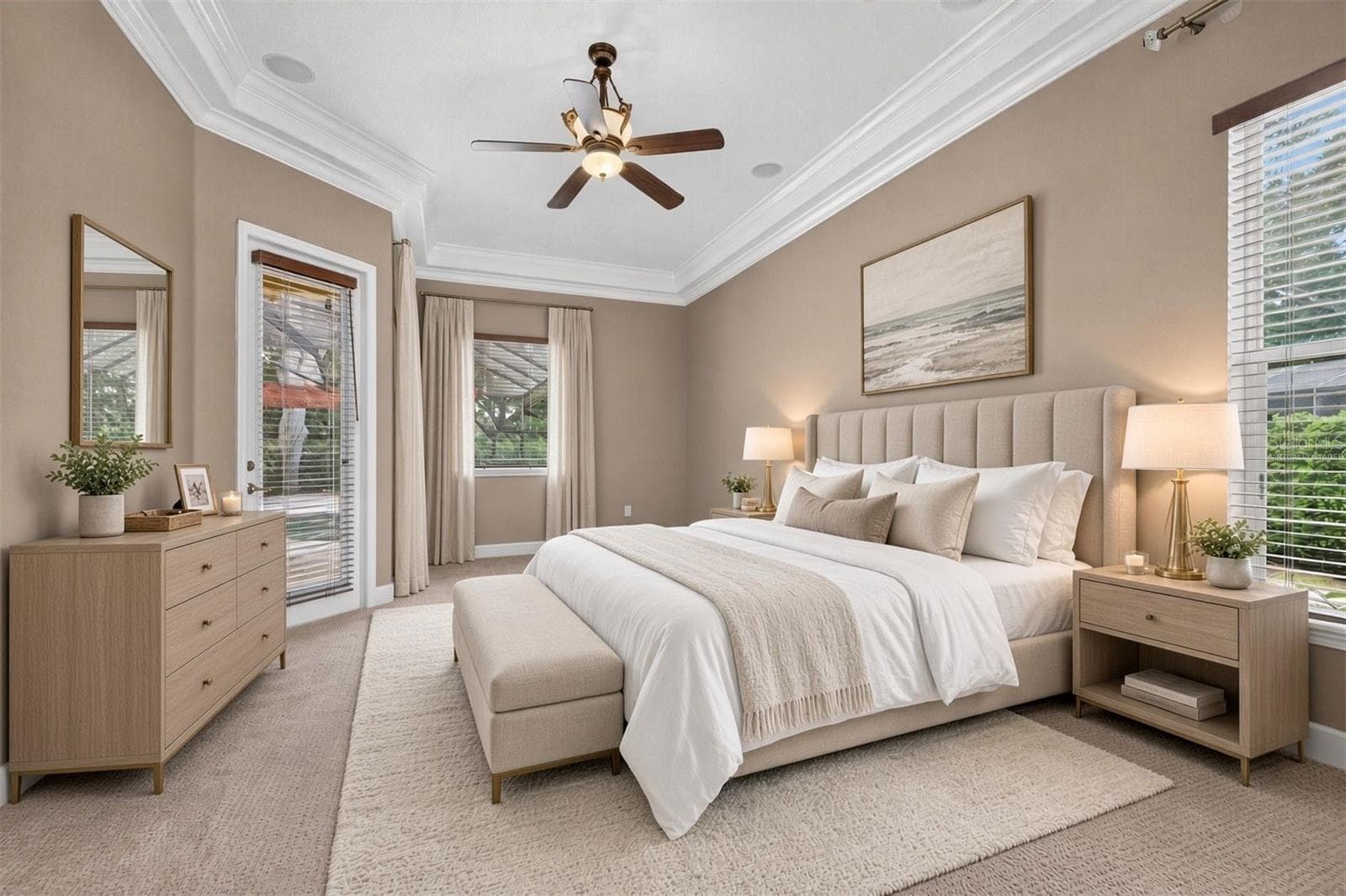 Virtually staged primary bedroom option 1 - 1516 CANOPY OAKS BLVD, PALM HARBOR
