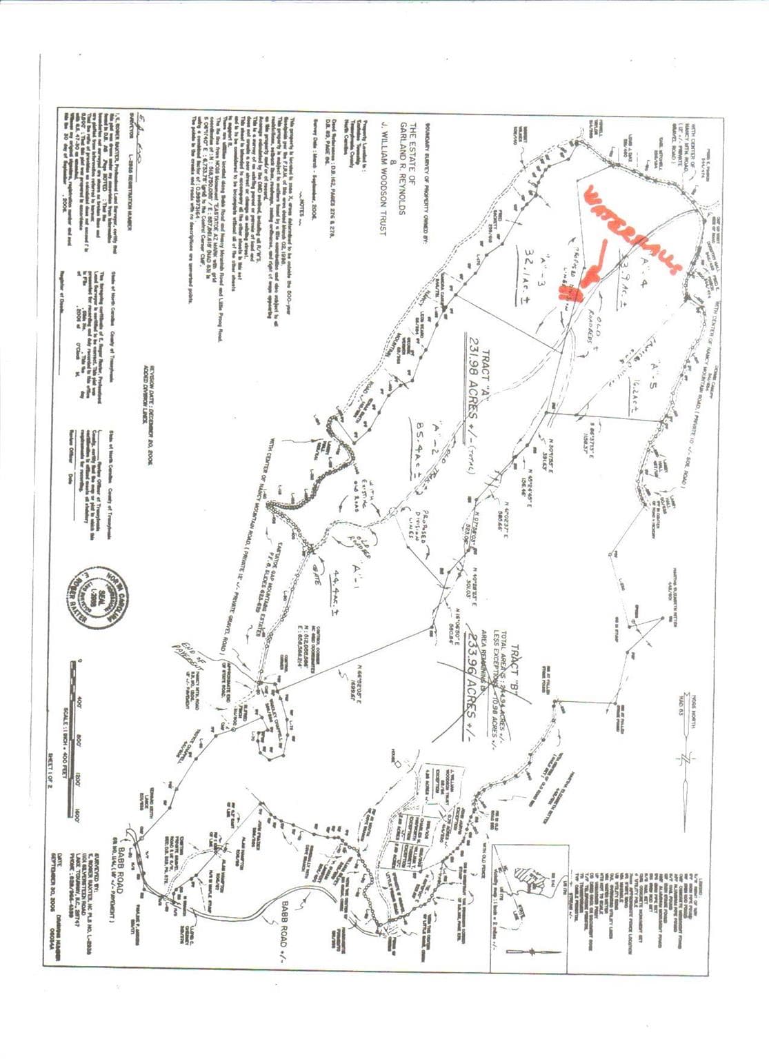 Survey with waterfall marked - TBD Nancy Mountain Road, Rosman