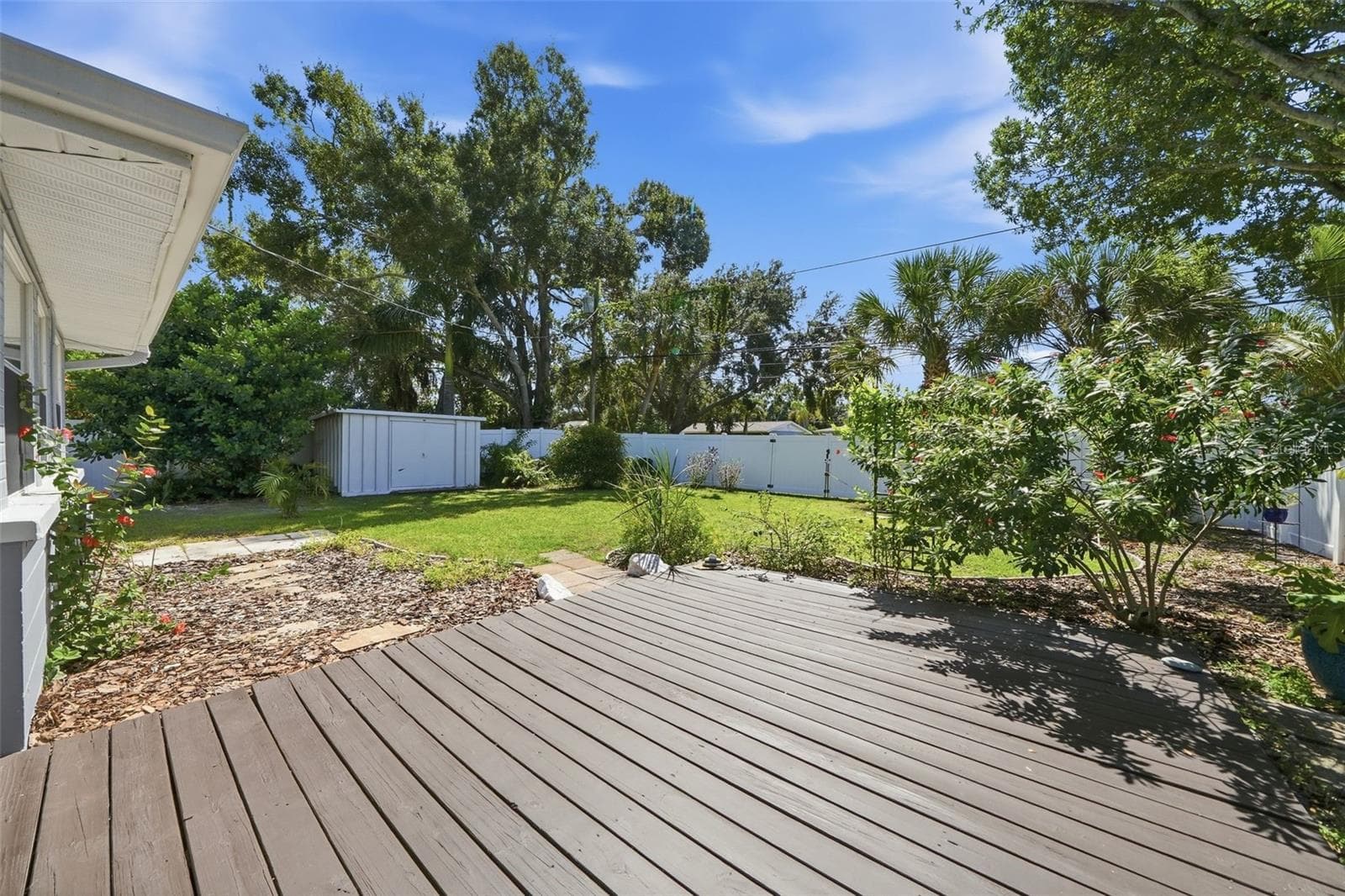 Back Deck with lots of green space and mature trees - 532 43RD AVE NE, ST PETERSBURG