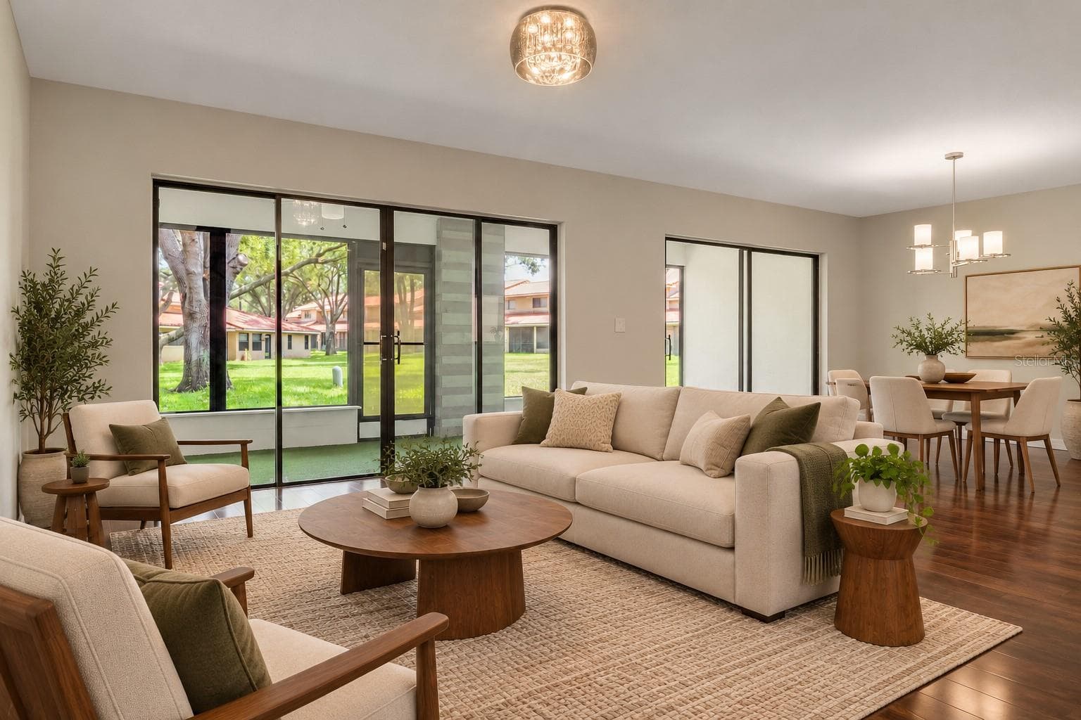 Large sliding glass doors connect the living area to the screened lanai. - 8235 AMBROSE COVE WAY, ORLANDO