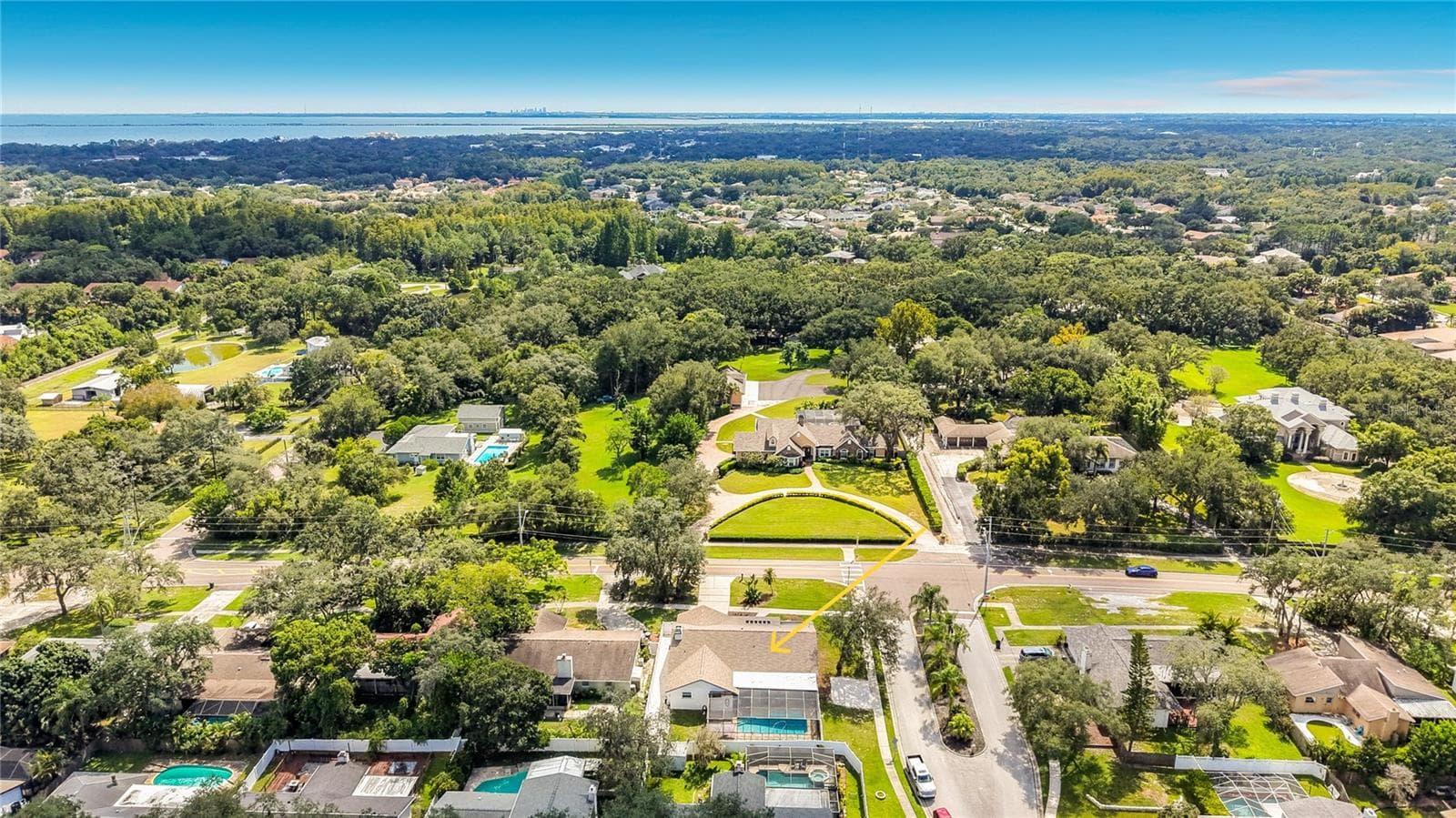 Aerial View South - Downtown, Marshall Street Park, Causeway and Bayside Bridge in distance - 3314 ENTERPRISE RD E, SAFETY HARBOR