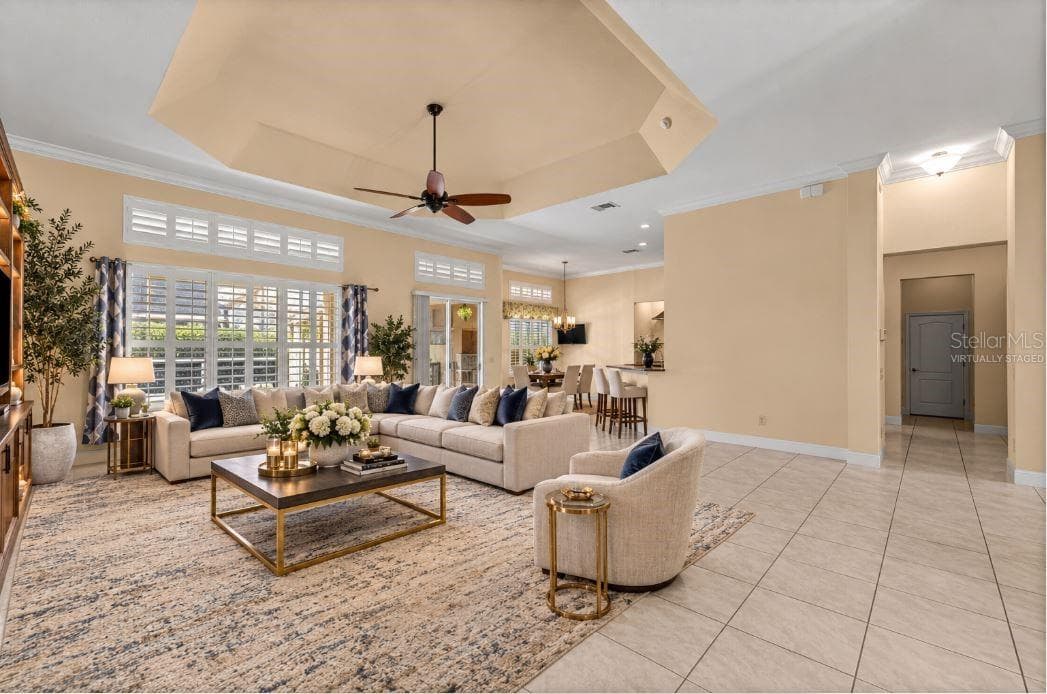 Virtually staged living room. - 1126 MIONA SHORES DR, THE VILLAGES