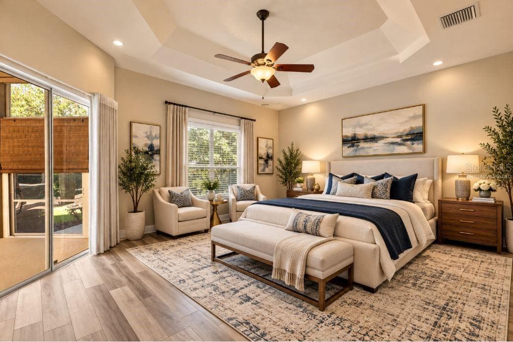 Master bedroom virtually staged. - 1126 MIONA SHORES DR, THE VILLAGES