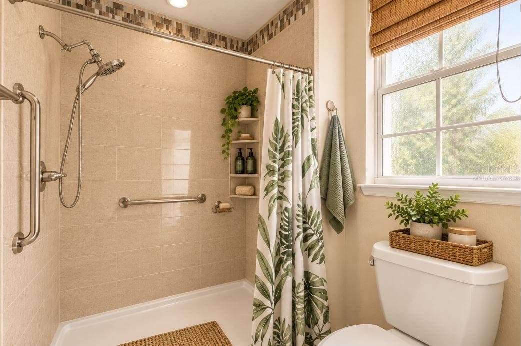 Virtually staged Guest shower. - 1126 MIONA SHORES DR, THE VILLAGES