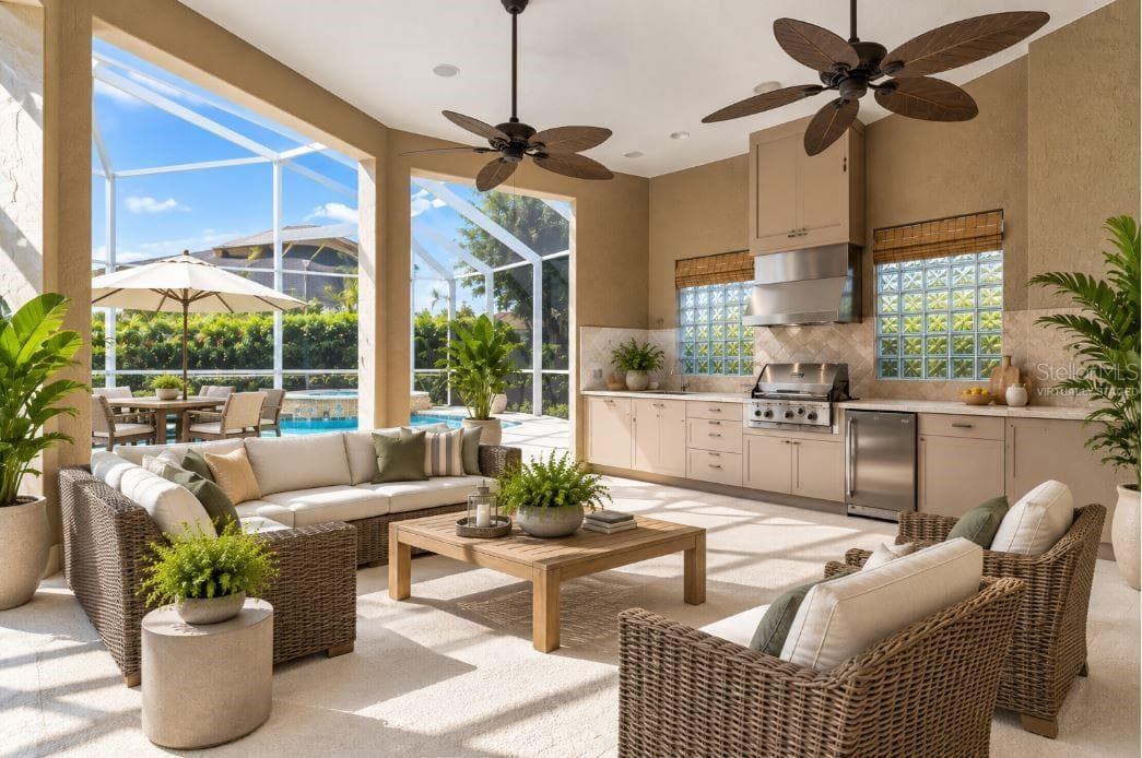 Virtually staged outdoor kitchen. - 1126 MIONA SHORES DR, THE VILLAGES
