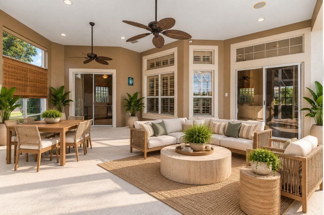 Virtually staged outdoor living and entertaining area. - 1126 MIONA SHORES DR, THE VILLAGES
