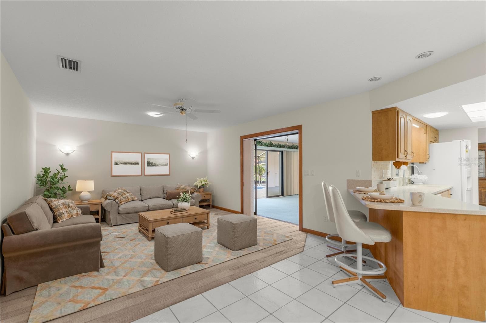 Living Room-Virtually Staged - 7430 SW 100TH PL, OCALA