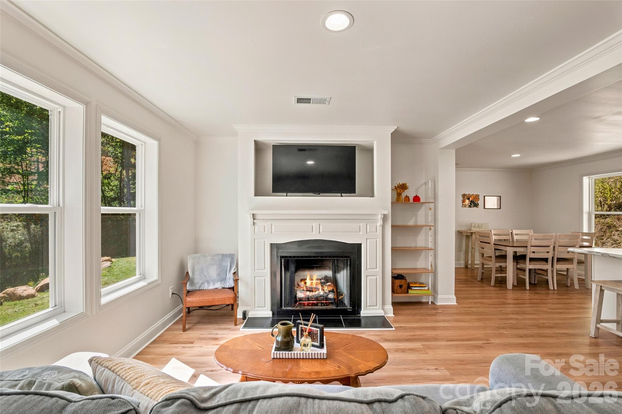Living room with gas fireplace - 60 Spring Mountain Drive, Canton