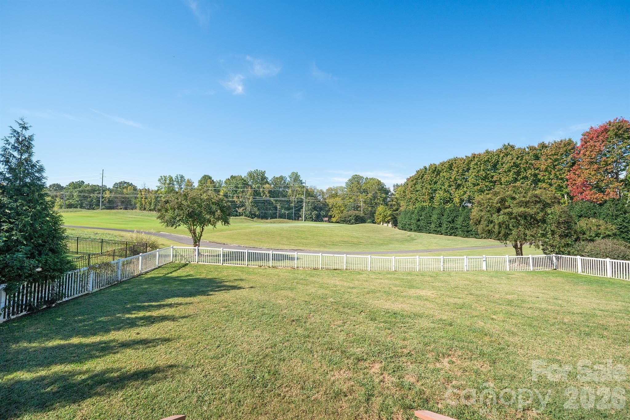 Large backyard with view of the golf course - 110 Fox Den Circle, Statesville