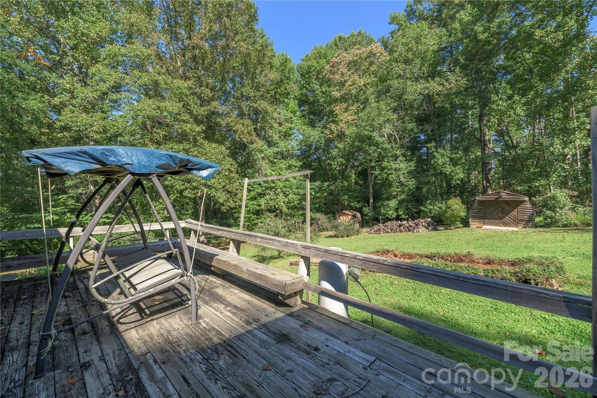 Wooden Deck overlooking Back Yard - 2882 Butler Bridge Road, Mills River