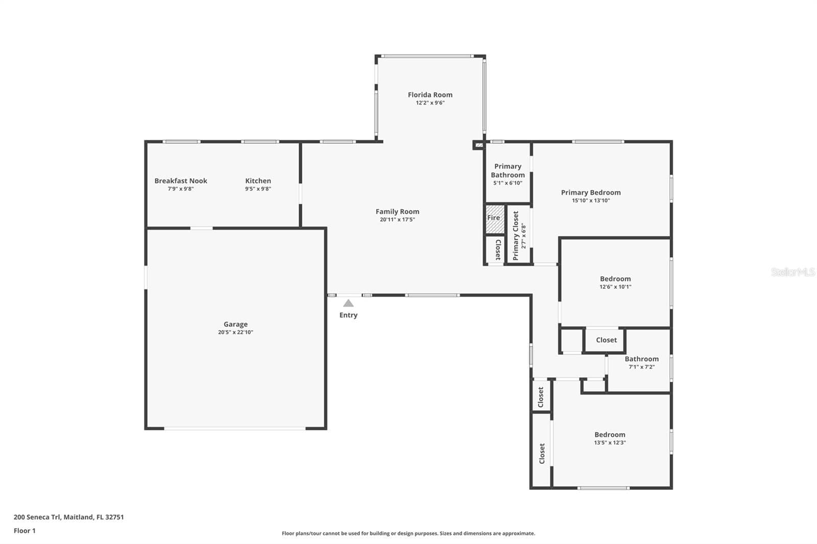 Floor Plan - Approximately 1605 SF of Living Space - 200 SENECA TRL, MAITLAND