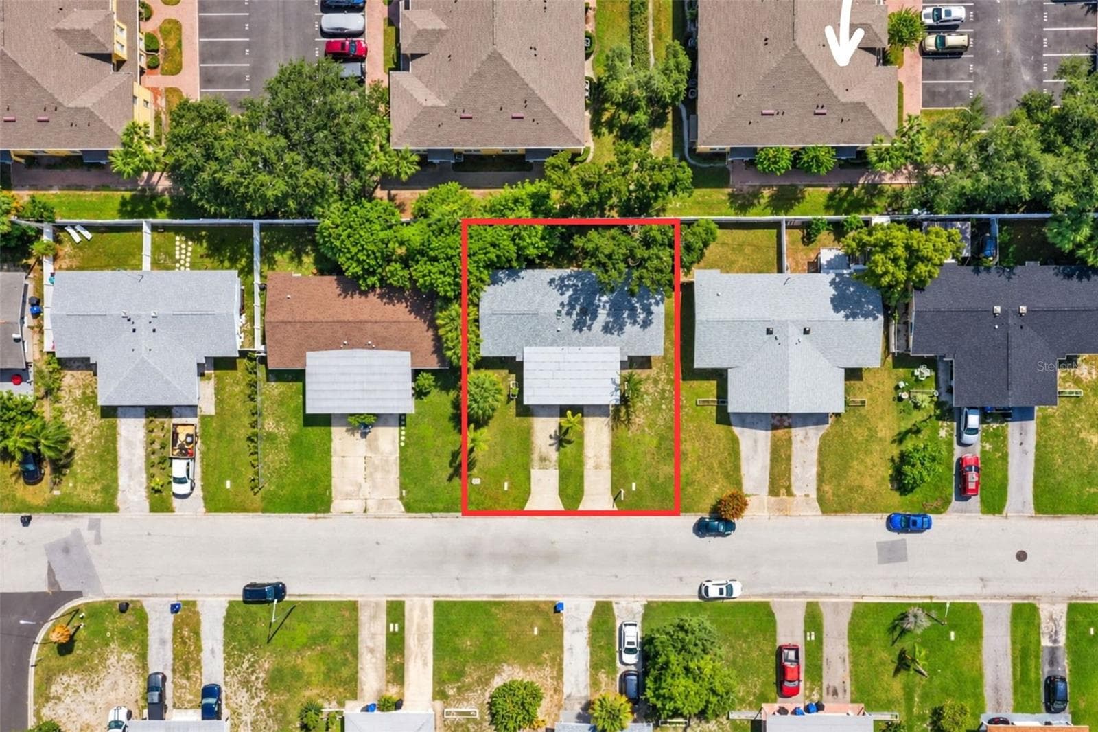 Aerial View with lot outline - 173 38TH AVE SE, ST PETERSBURG