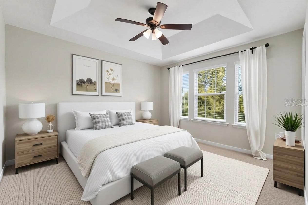 Virtually Staged Primary Bedroom - 1436 WINTER WHARF LN, WINTER SPRINGS