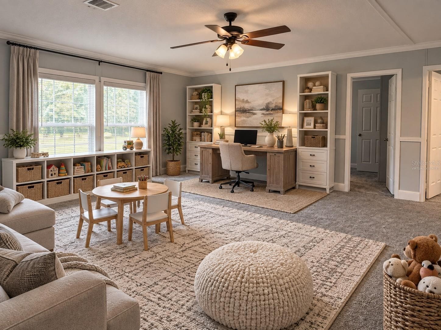 Virtually staged great room home office playroom - 2617 NW 58TH AVE, JENNINGS