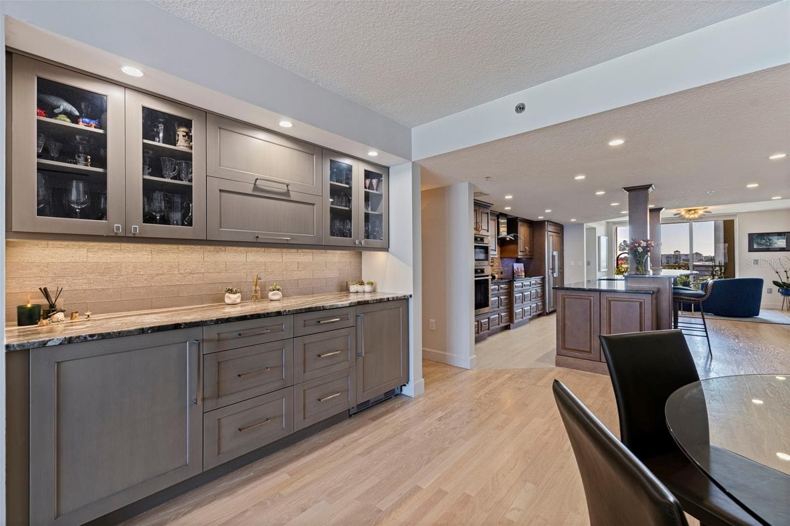 Custom built in buffet with built in Sub-zero wine fridge - 19616 GULF BLVD #302, INDIAN SHORES