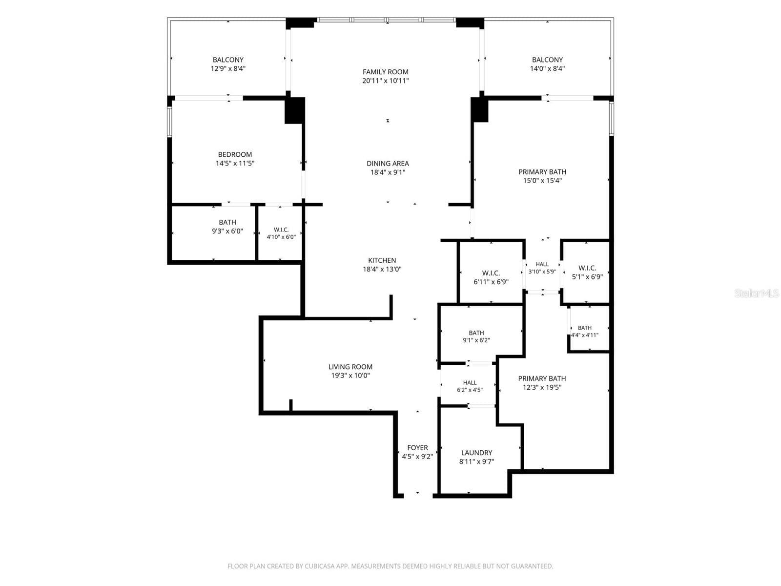 Floor Plan with Dimensions - 301 1ST ST S #3104, ST PETERSBURG
