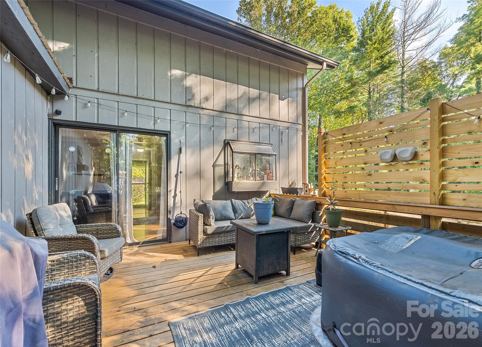 Hot tub on back deck -living room/kitchen access from sliding glass doors. - 177 Forest Drive, Clyde