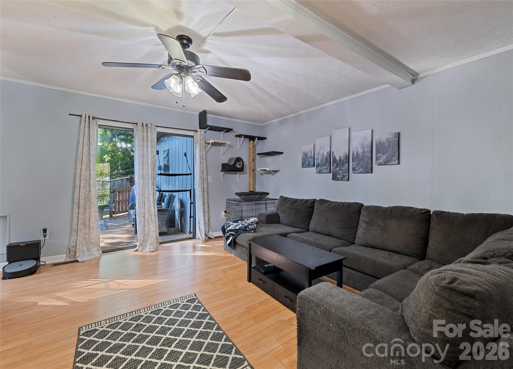 Sliding glass door leading to the back deck from living room. - 177 Forest Drive, Clyde