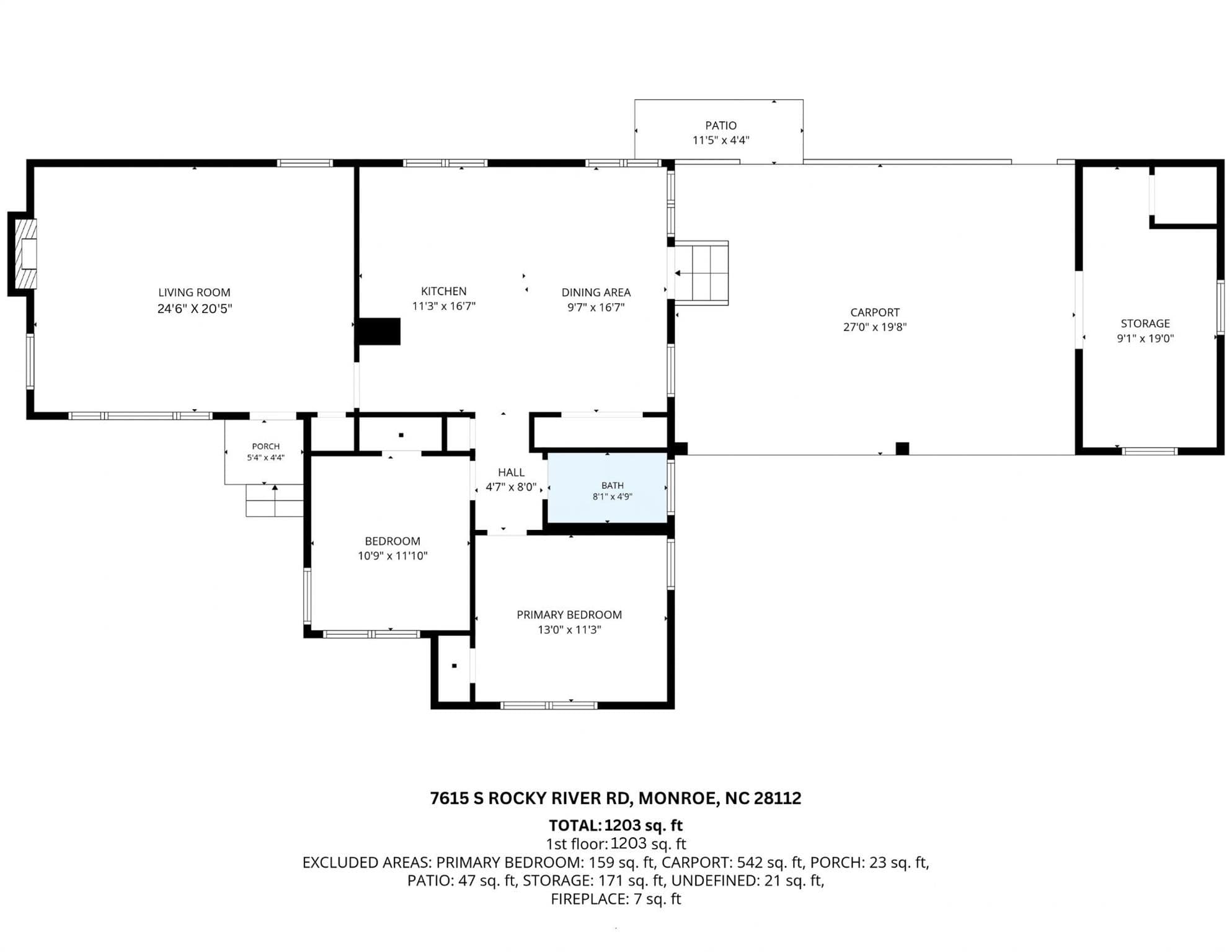 Floor Plan - 7615 S Rocky River Road, Monroe