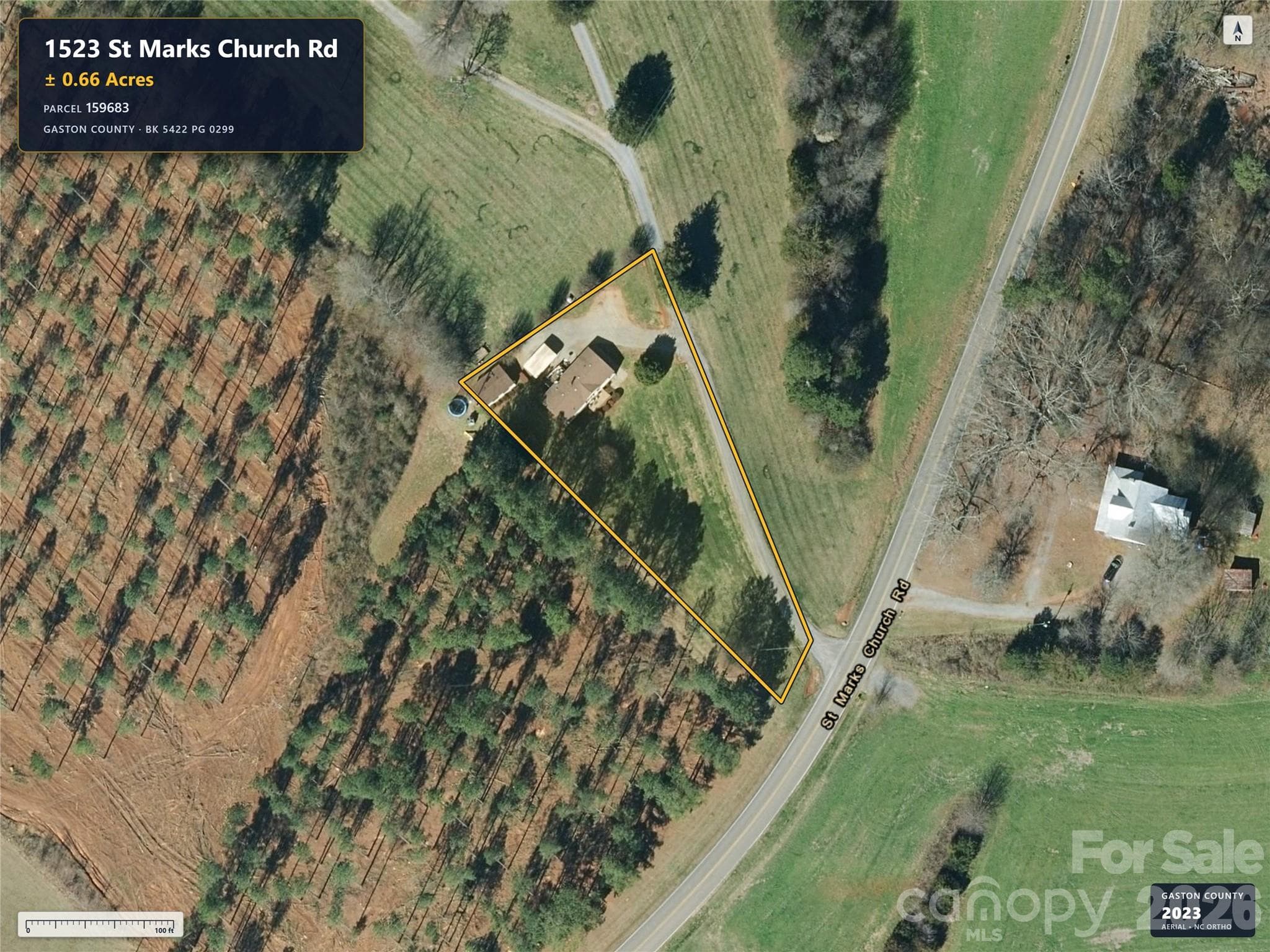 Aerial imagery predates removal of the previous home. - 1523 St Marks Church Road, Crouse