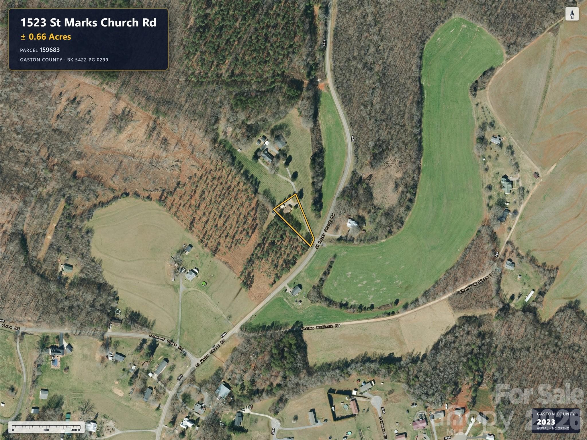 Aerial imagery predates removal of the previous home. - 1523 St Marks Church Road, Crouse