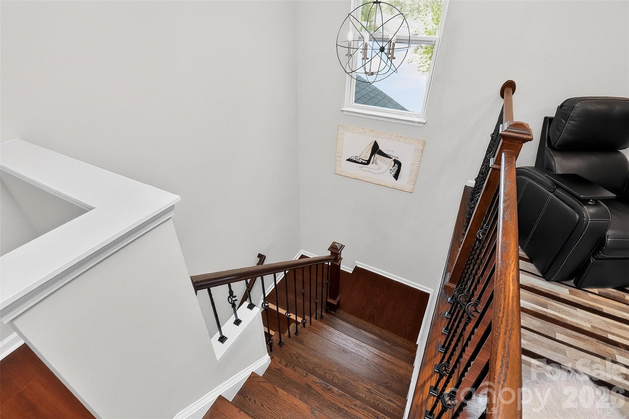 New Hardwood Flooring on Stairs - 8122 Mossy Rock Road, Waxhaw