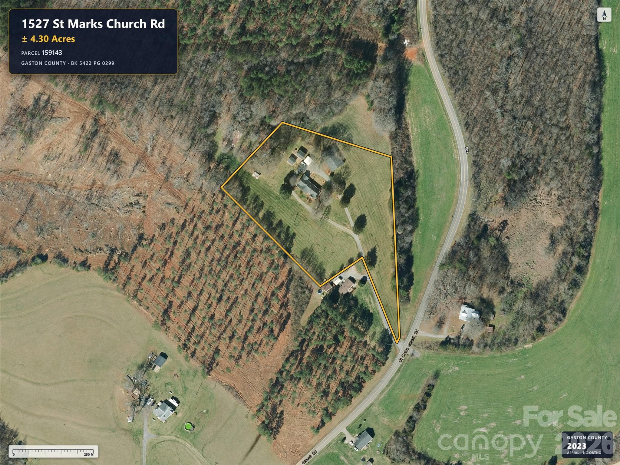 Aerial imagery predates removal of the previous home. - 1527 St Marks Church Road, Crouse