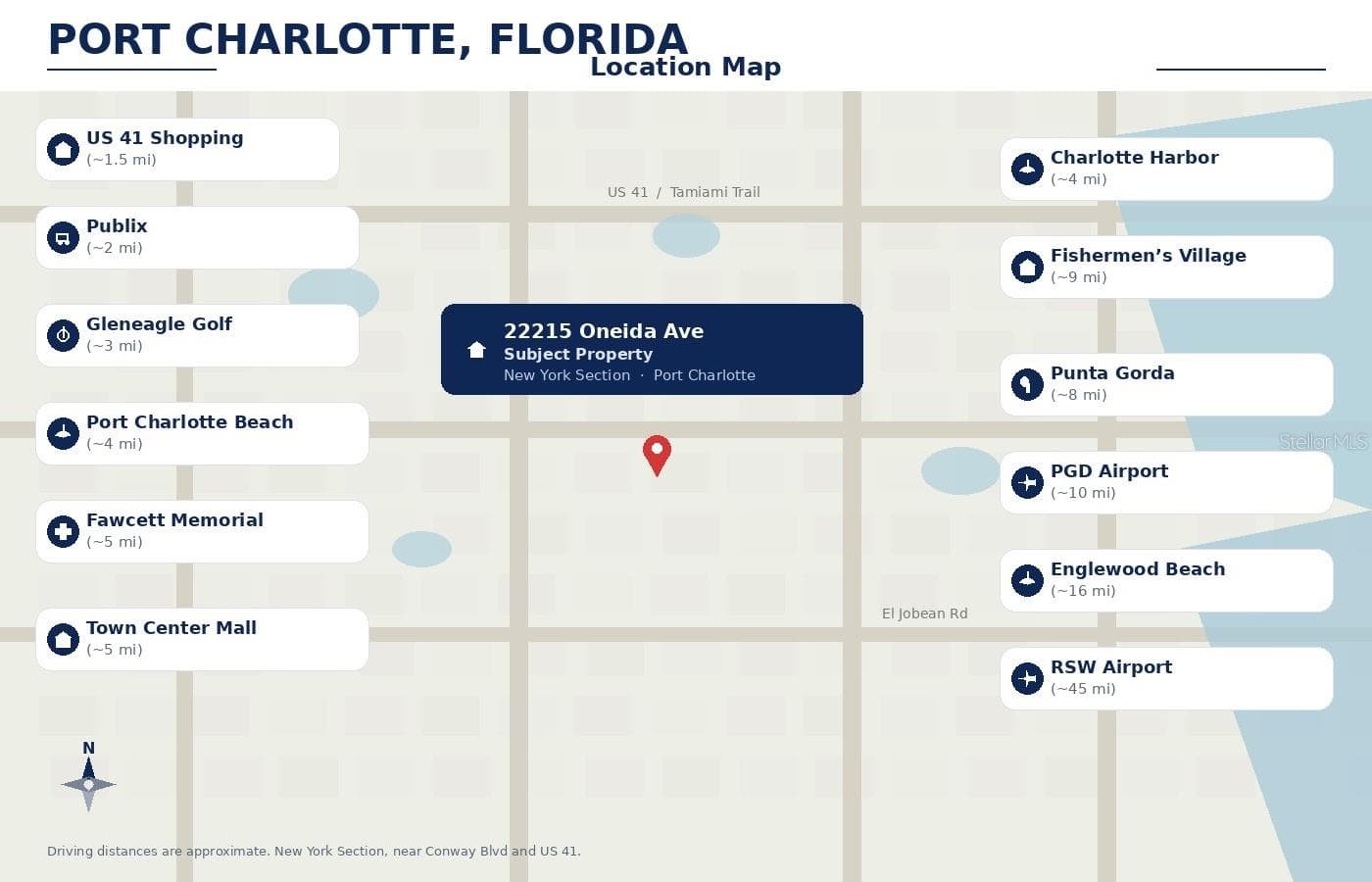Location map - 22215 ONEIDA AVE, PORT CHARLOTTE