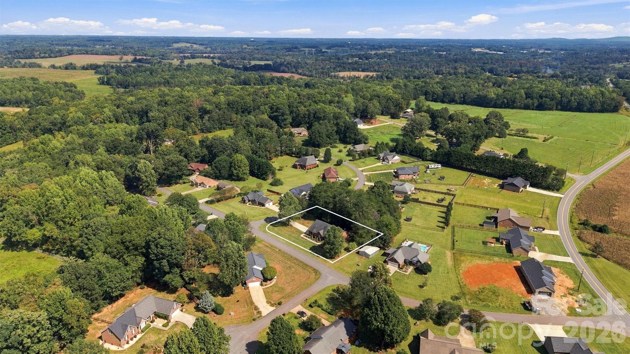 Aerial Long Range Street View/Approximate Line Overlay - 3656 Woodgreen Drive, Lincolnton