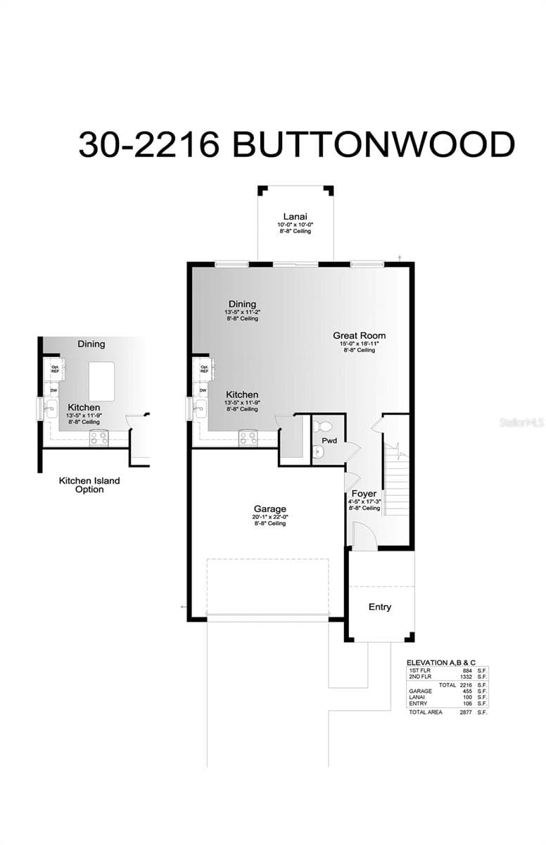 Buttonwood Floor Plan - First Floor - 11403 LAKE LOUISA TERRACE, SARASOTA