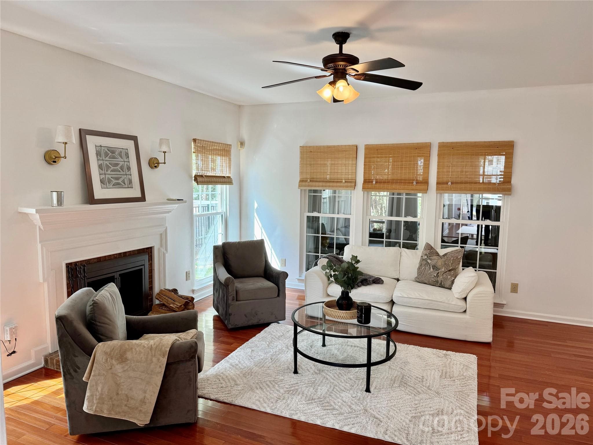 Family Room with wood burning fireplace - 17205 Asti Court, Cornelius