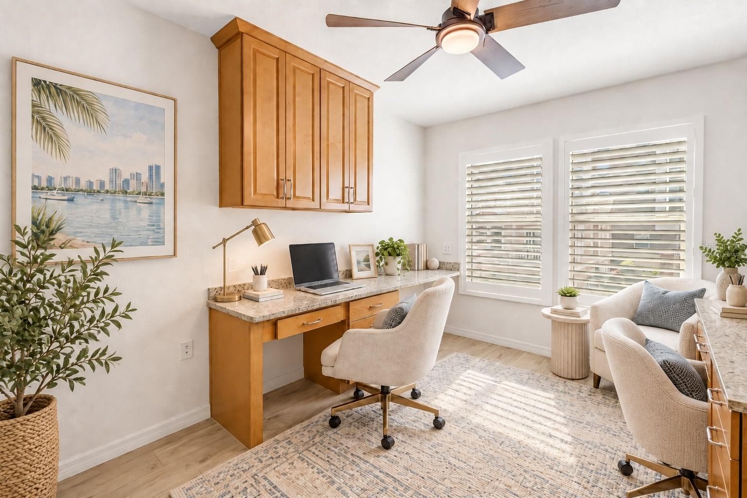 Virtually Staged: Bedroom 2 - Home Office with dual desks - 350 2ND ST N #6, ST PETERSBURG