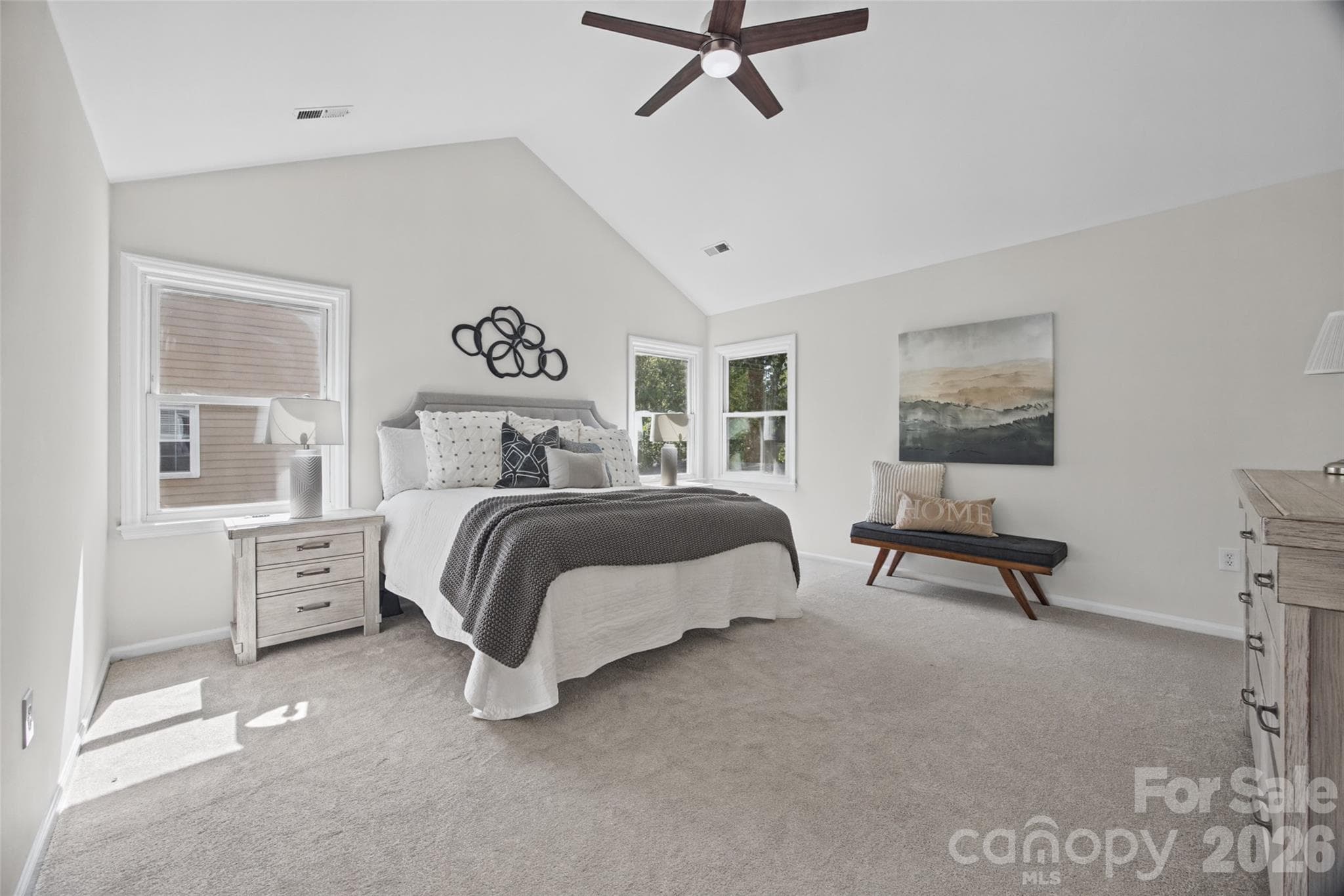 Primary Bedroom with Vaulted Ceilings - 12600 Parks Farm Lane, Charlotte