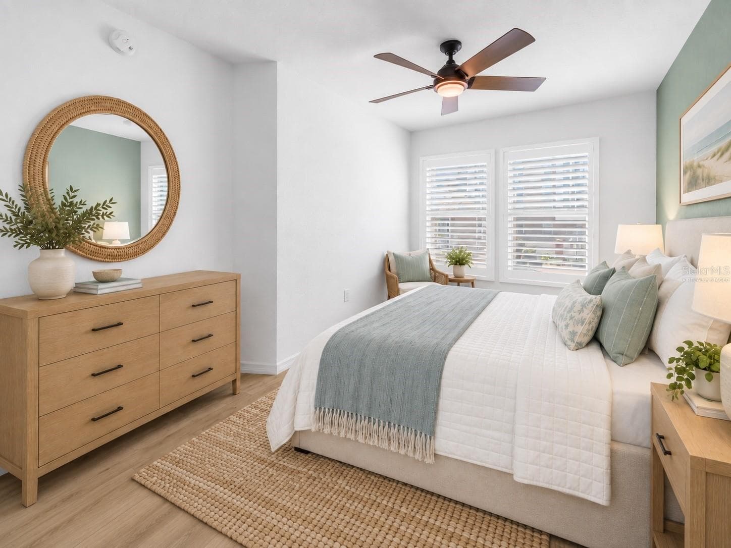 Virtually Staged: Bedroom 3 with Plantation Shutters - 350 2ND ST N #6, ST PETERSBURG