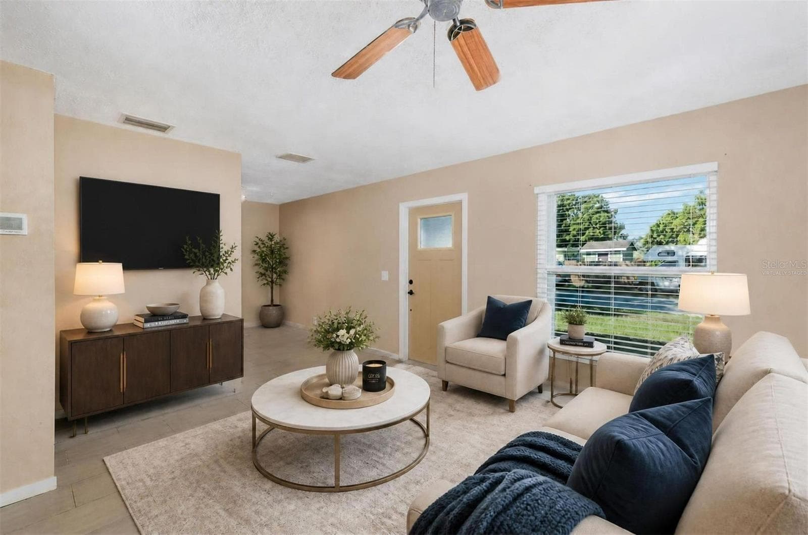 Living room virtually staged - 4403 GANDY CIR, TAMPA