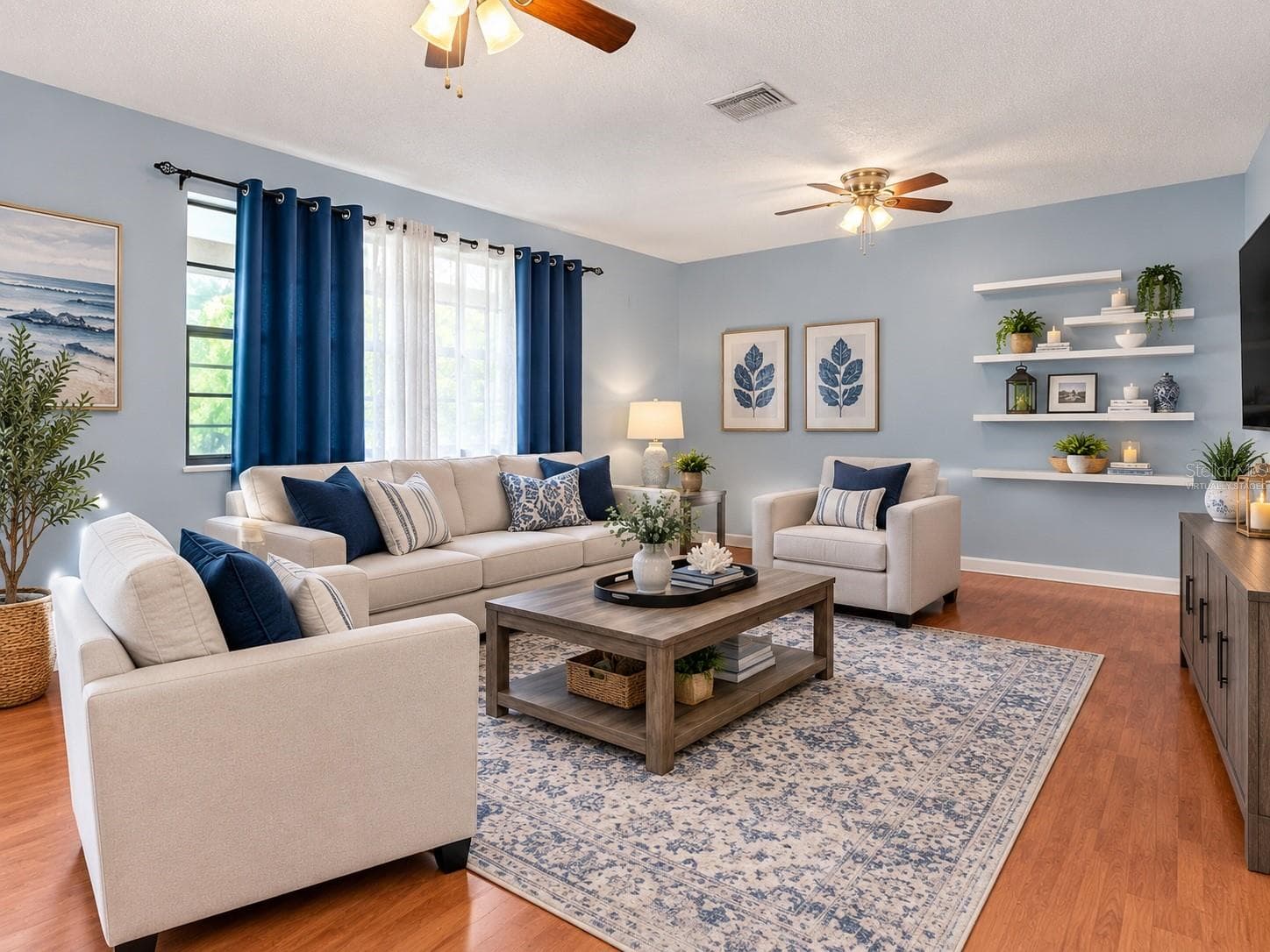 Living room Virtually staged - 914 HARBOR CIR, PALM HARBOR