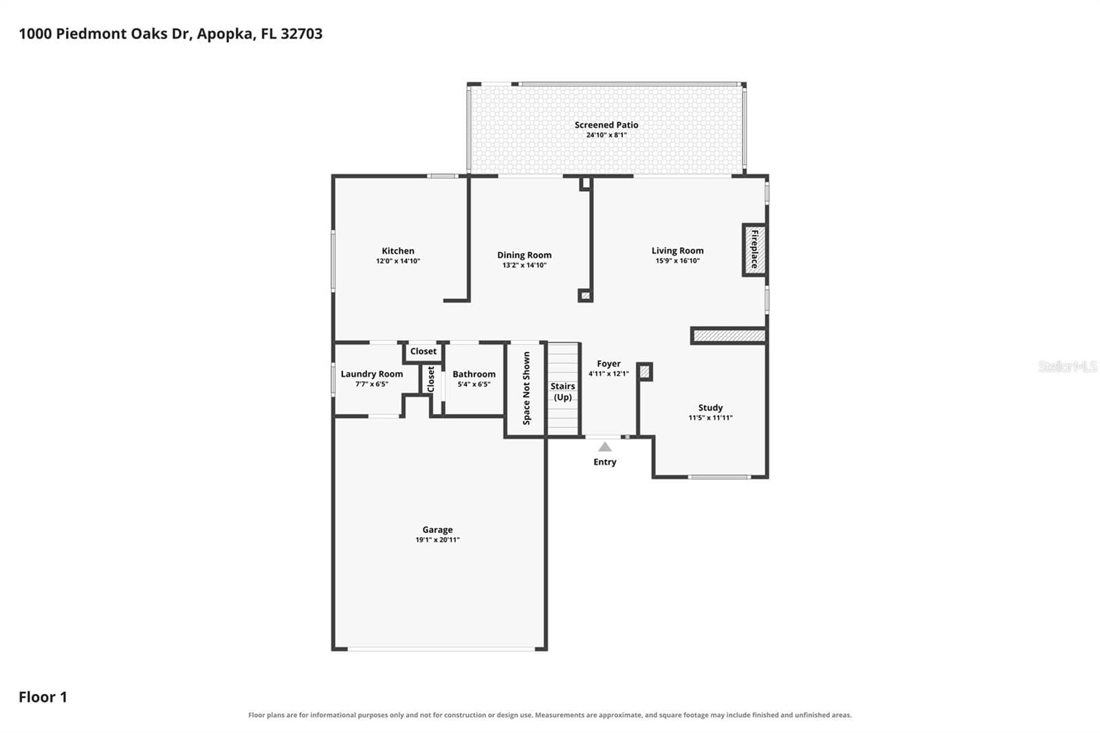floor plan downstairs - 1000 PIEDMONT OAKS DR, APOPKA