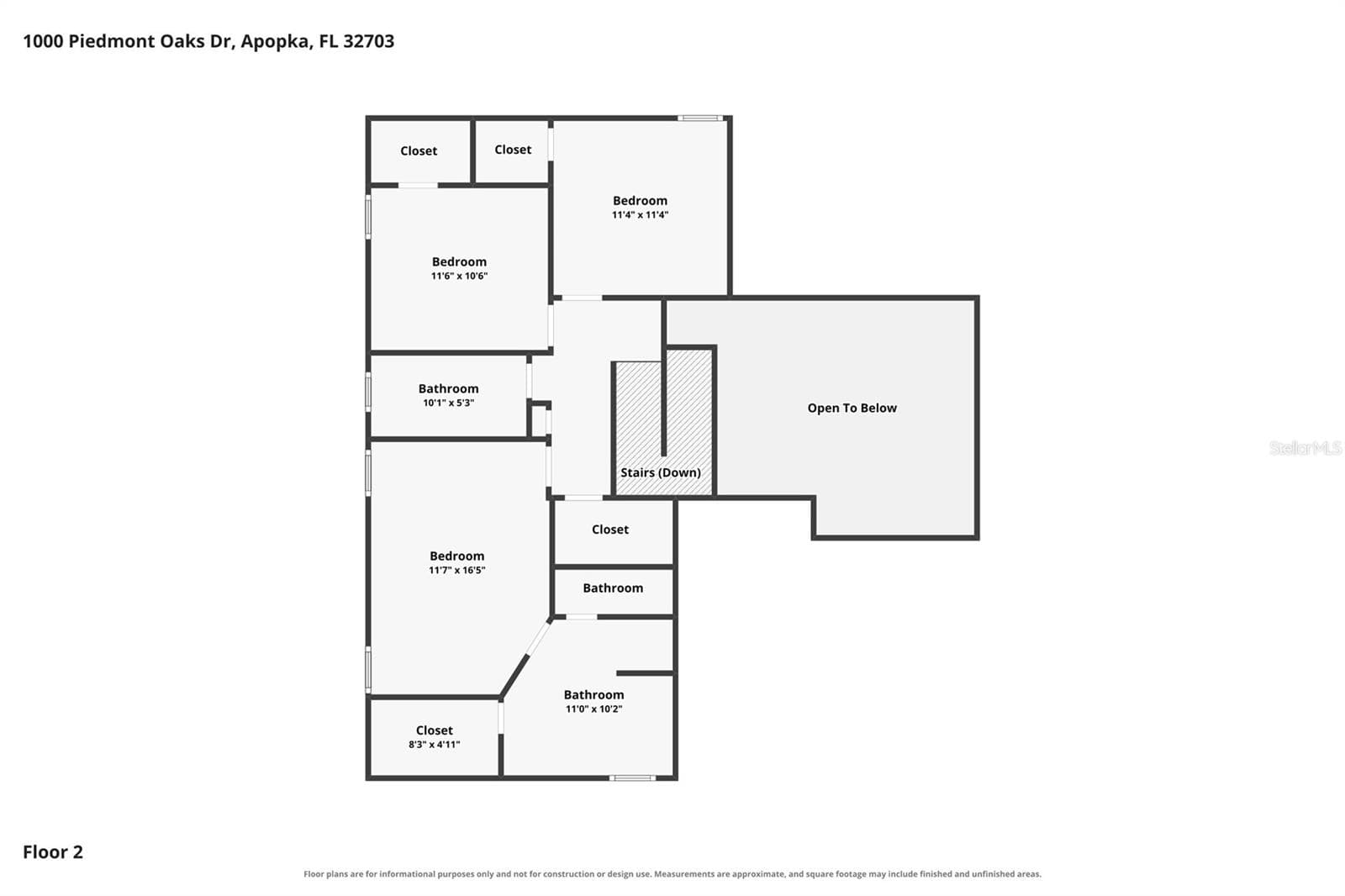 floor plan upstairs - 1000 PIEDMONT OAKS DR, APOPKA