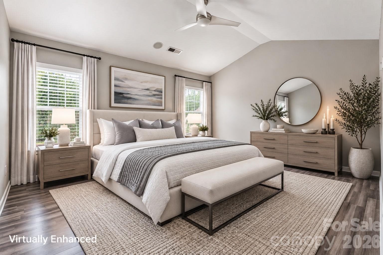 Virtually enhanced primary bedroom - 14902 Brotherly Lane, Charlotte