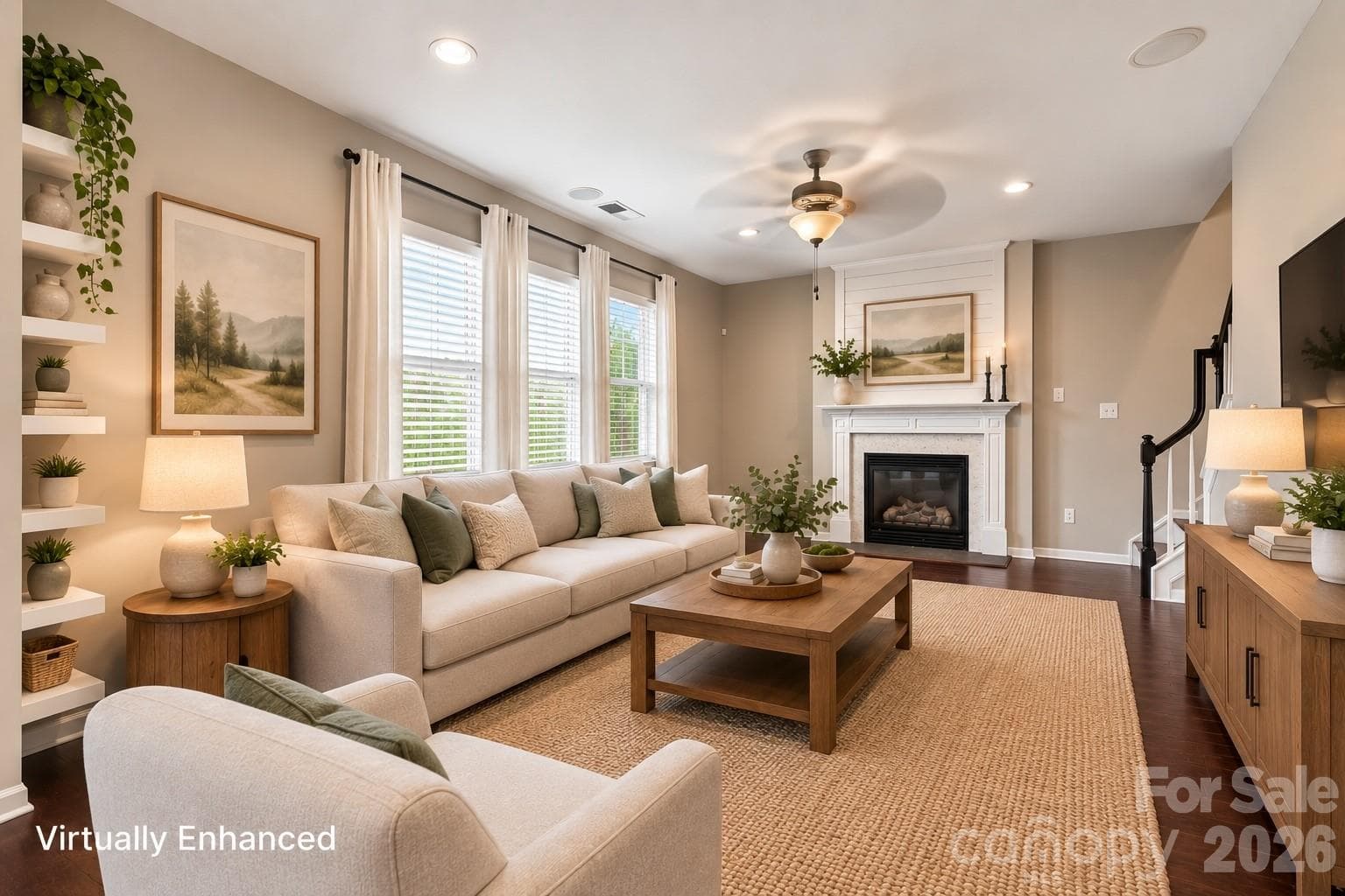 Virtually enhanced living room - 14902 Brotherly Lane, Charlotte