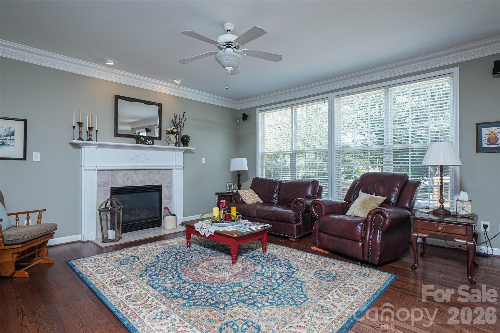 Family Room w gas Fireplace - 8120 Glamorgan Lane, Matthews
