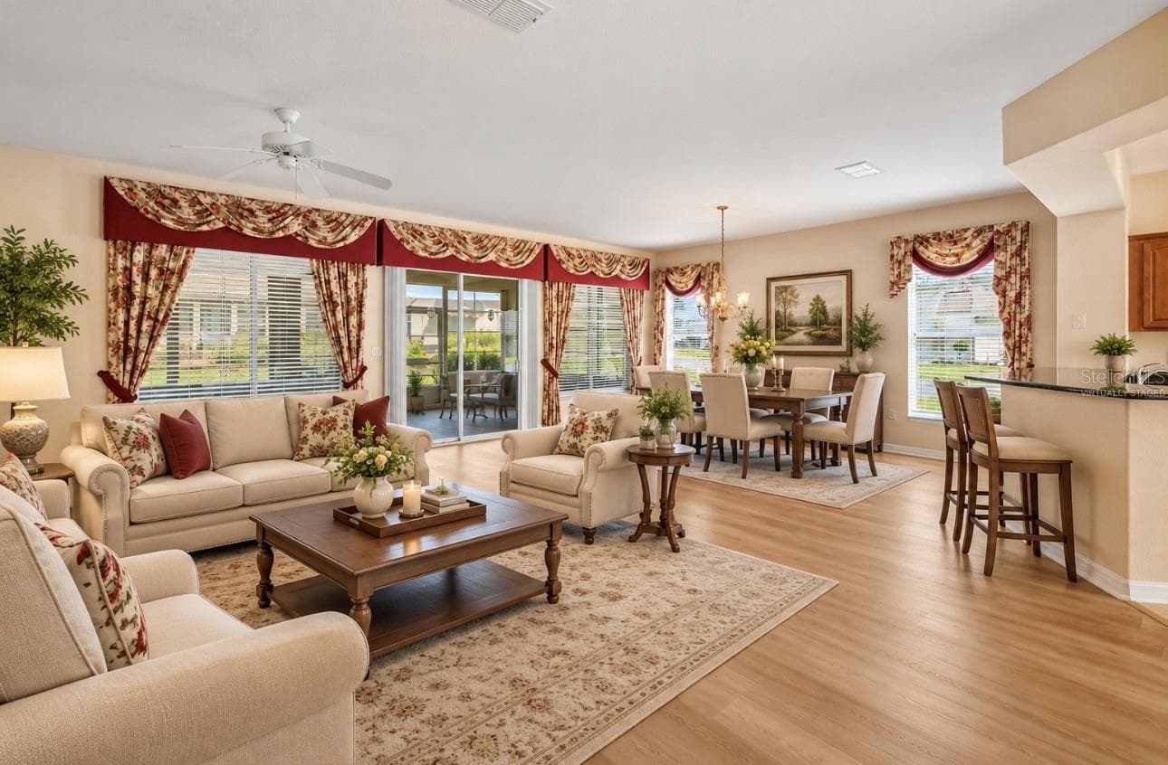 Main living area virtually staged for furniture placement ideas and style! - 9495 SE 130TH PLACE RD, SUMMERFIELD